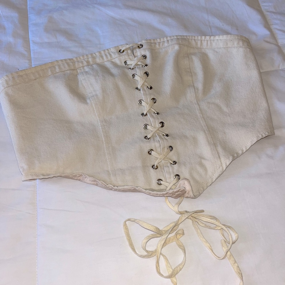 White Fox Denim Crop Top